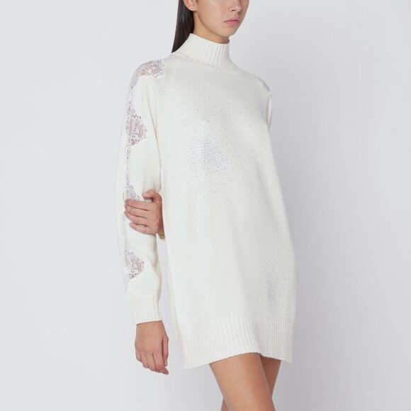 Giuseppe Di Morabito White Turtleneck Dress In Wool Women - Picture 1 of 2